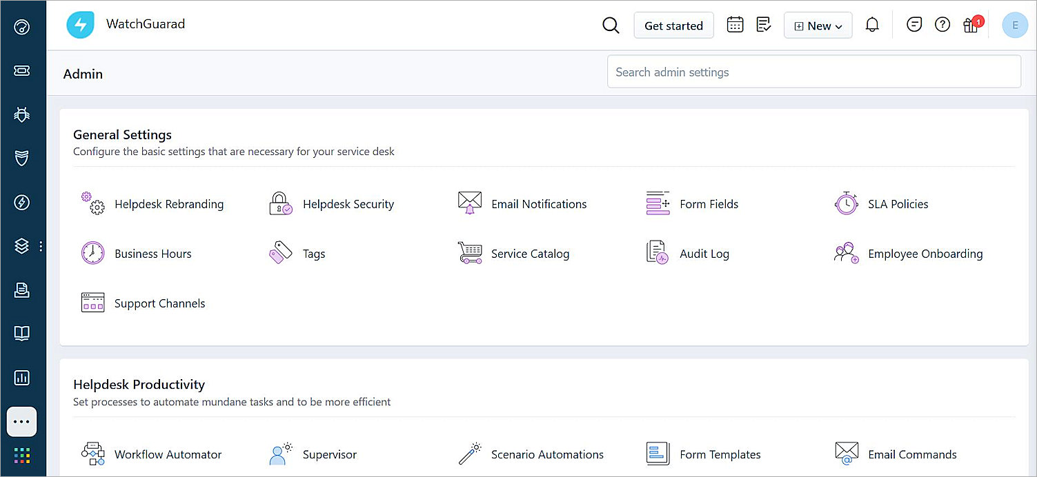 Screenshot of the Admin page.